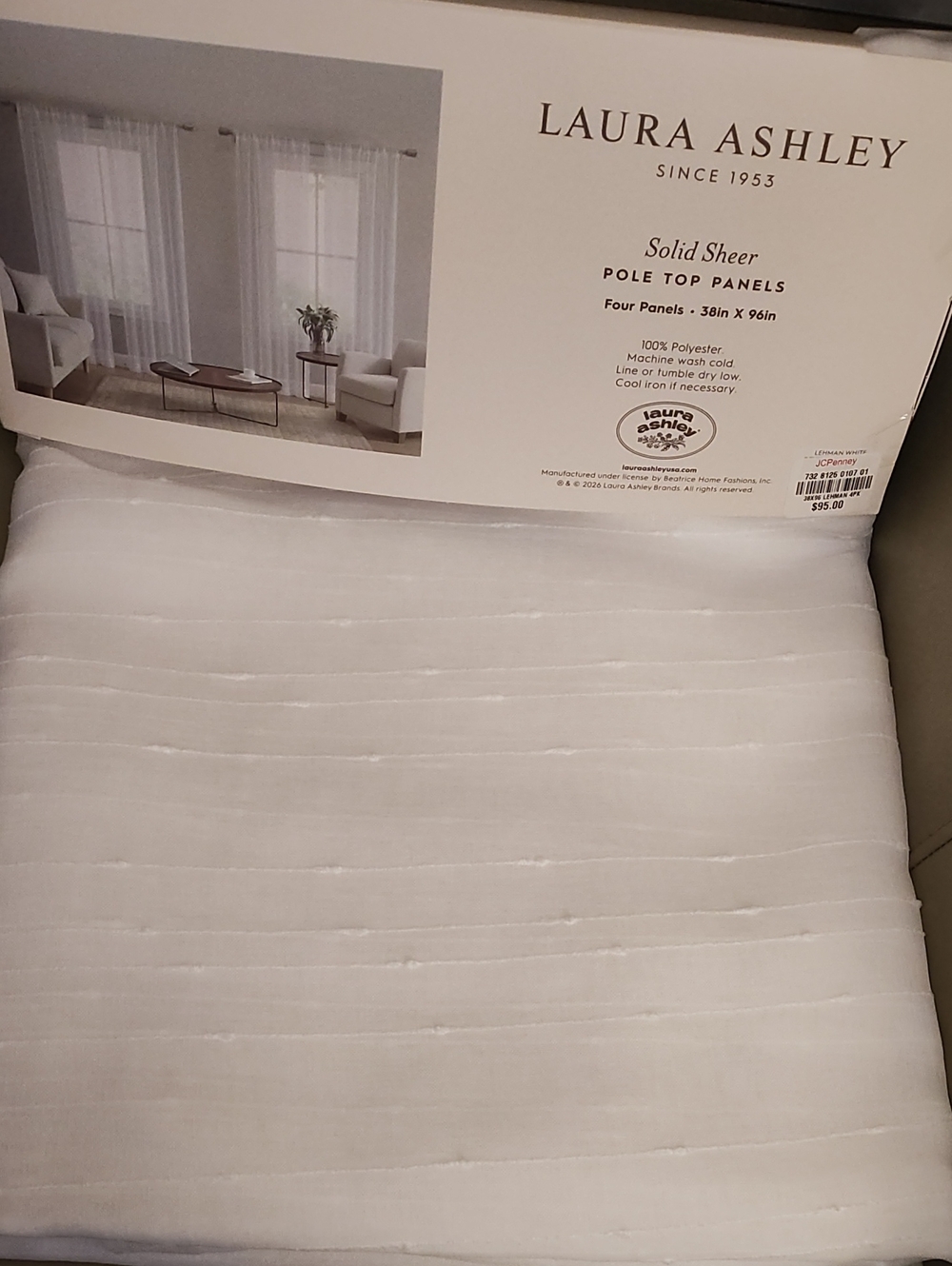 White Curtain Panels (Sheer) 4 Panels New With Tags 36x96